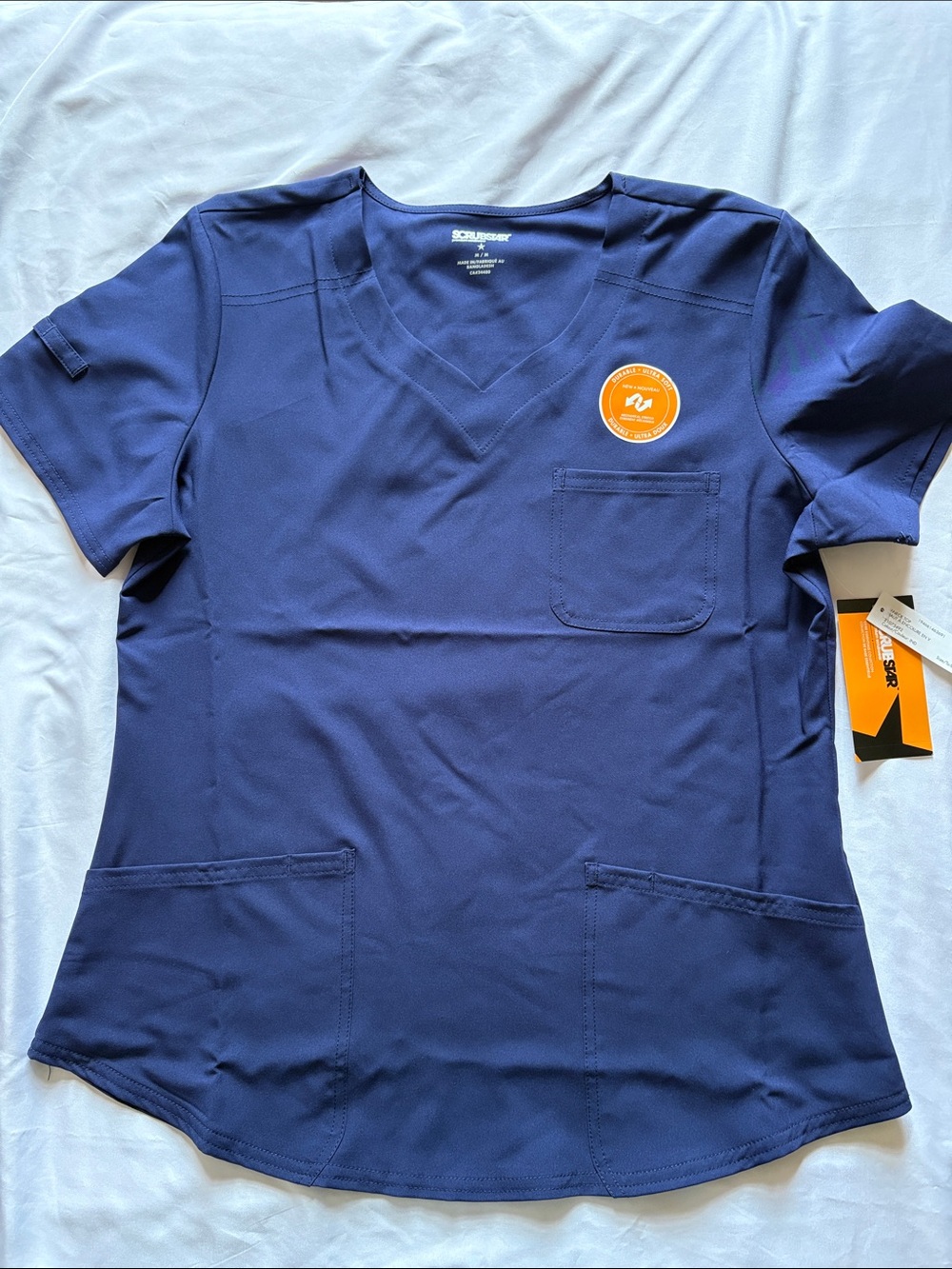 Scrubstar navy blue v-neck top